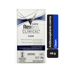 REXONA desodorante CLINICAL antitranspirante en crema para caballero 48 g 